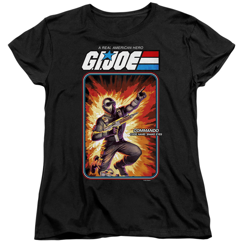 AN OFFCIALLY LICENSED G.I. JOE SNAKE EYES CARD WOMEN'S REGULAR FIT T-SHIRT BLACK