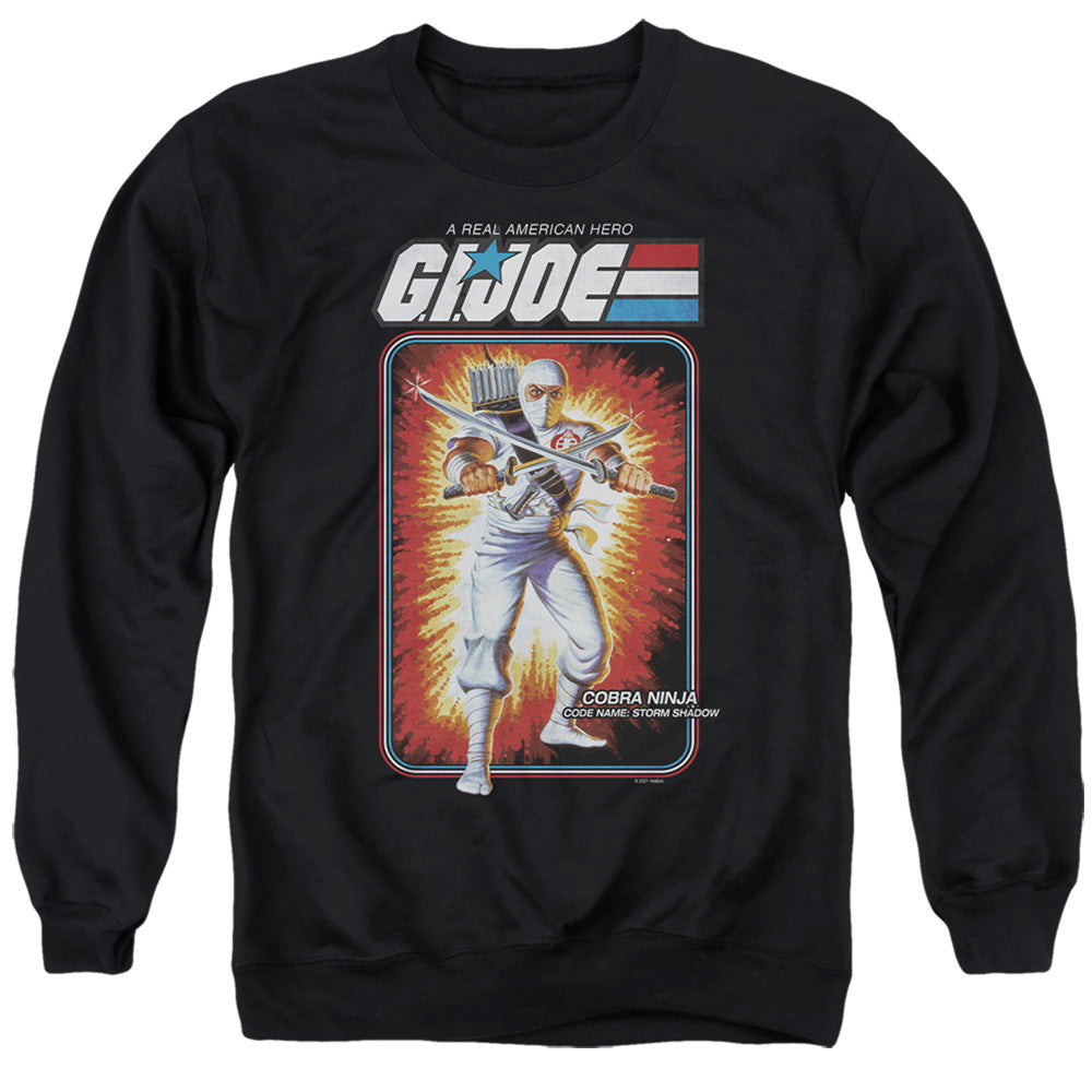 AN OFFCIALLY LICENSED G.I. JOE STORM SHADOW CARD ADULT UNISEX CREWNECK SWEATSHIRT BLACK