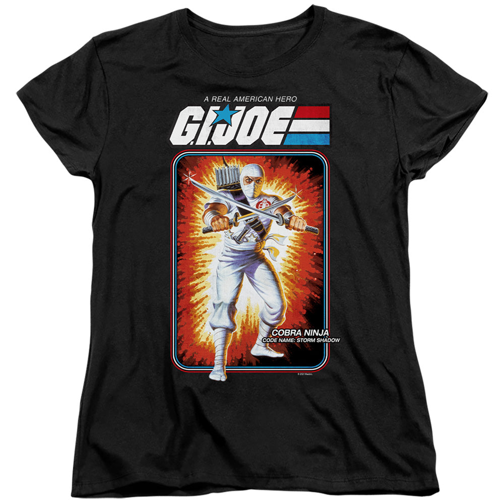 AN OFFCIALLY LICENSED G.I. JOE STORM SHADOW CARD WOMEN'S REGULAR FIT T-SHIRT BLACK