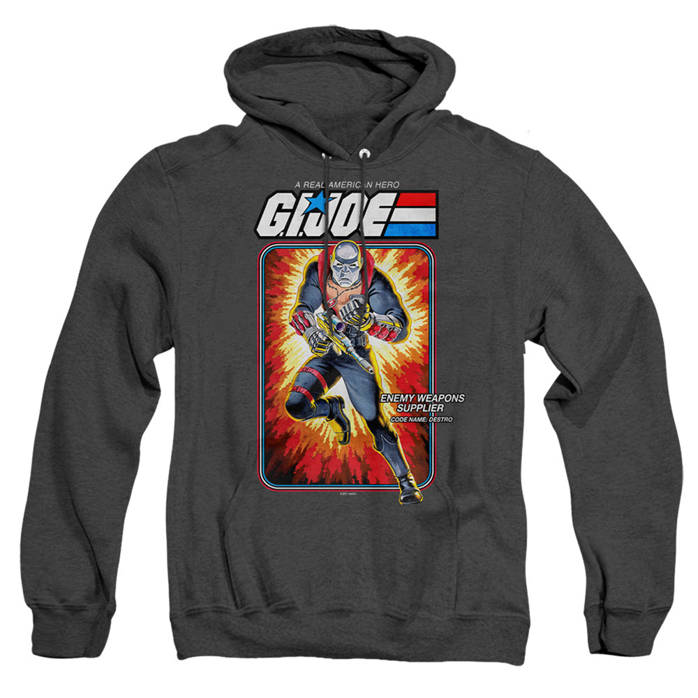 AN OFFCIALLY LICENSED G.I. JOE DESTRO CARD ADULT UNISEX HEATHER PULLOVER HOODIE BLACK