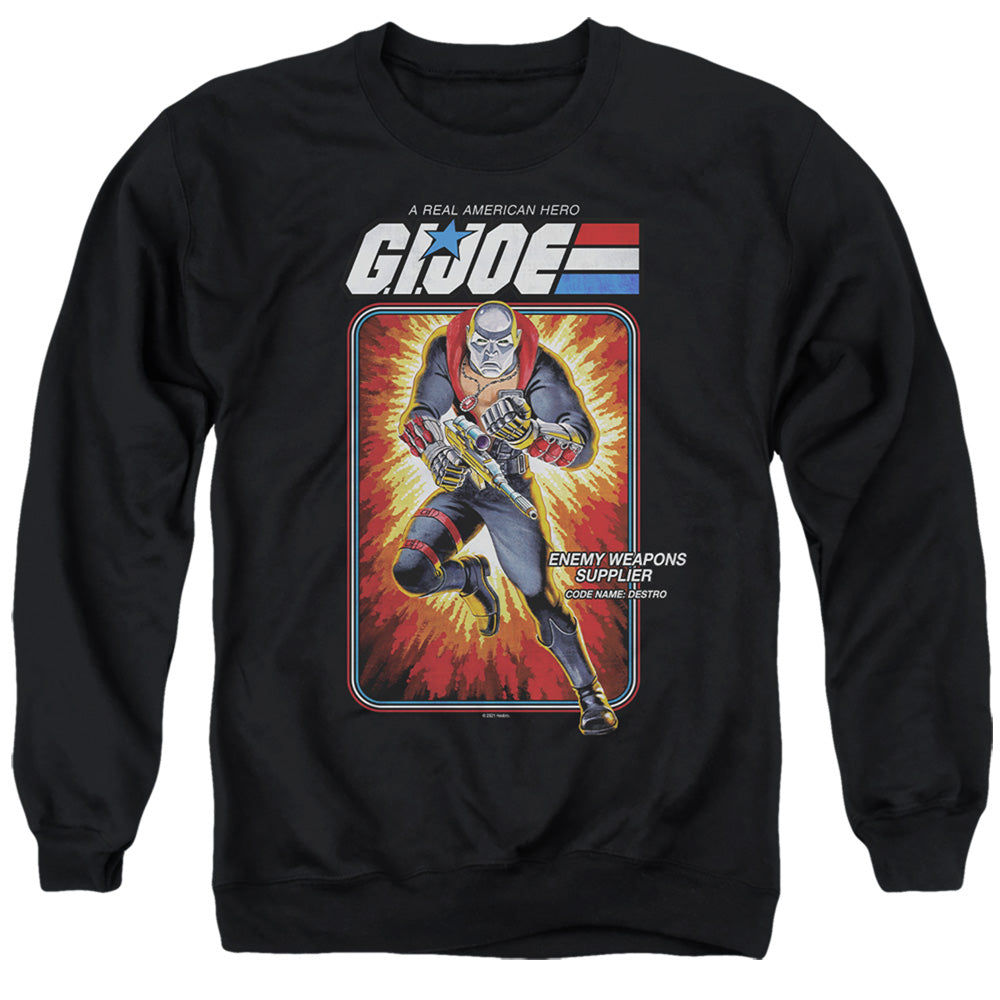 AN OFFCIALLY LICENSED G.I. JOE DESTRO CARD ADULT UNISEX CREWNECK SWEATSHIRT BLACK