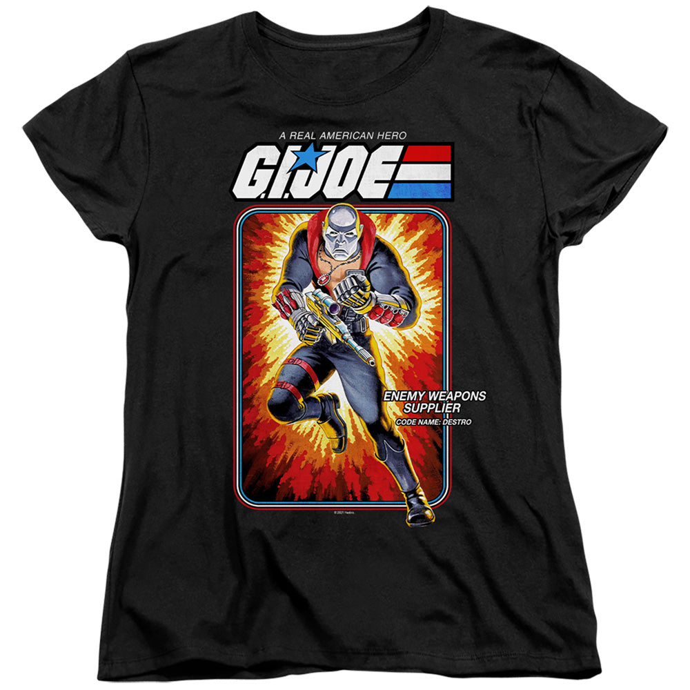 AN OFFCIALLY LICENSED G.I. JOE DESTRO CARD WOMEN'S REGULAR FIT T-SHIRT BLACK