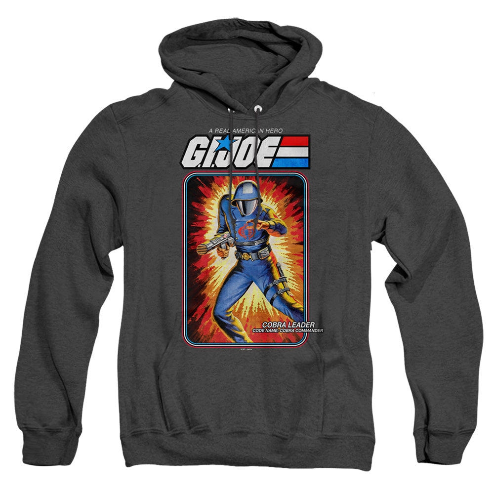 AN OFFCIALLY LICENSED G.I. JOE COBRA COMMANDER CARD ADULT UNISEX HEATHER PULLOVER HOODIE BLACK