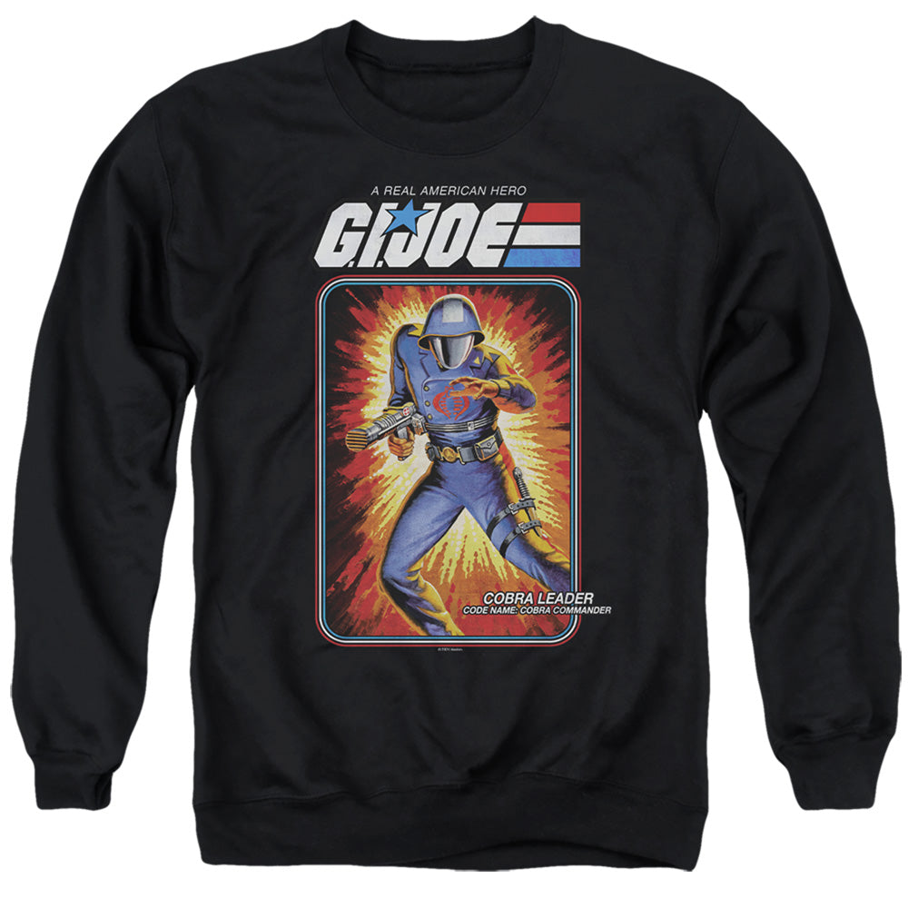 AN OFFCIALLY LICENSED G.I. JOE COBRA COMMANDER CARD ADULT UNISEX CREWNECK SWEATSHIRT BLACK
