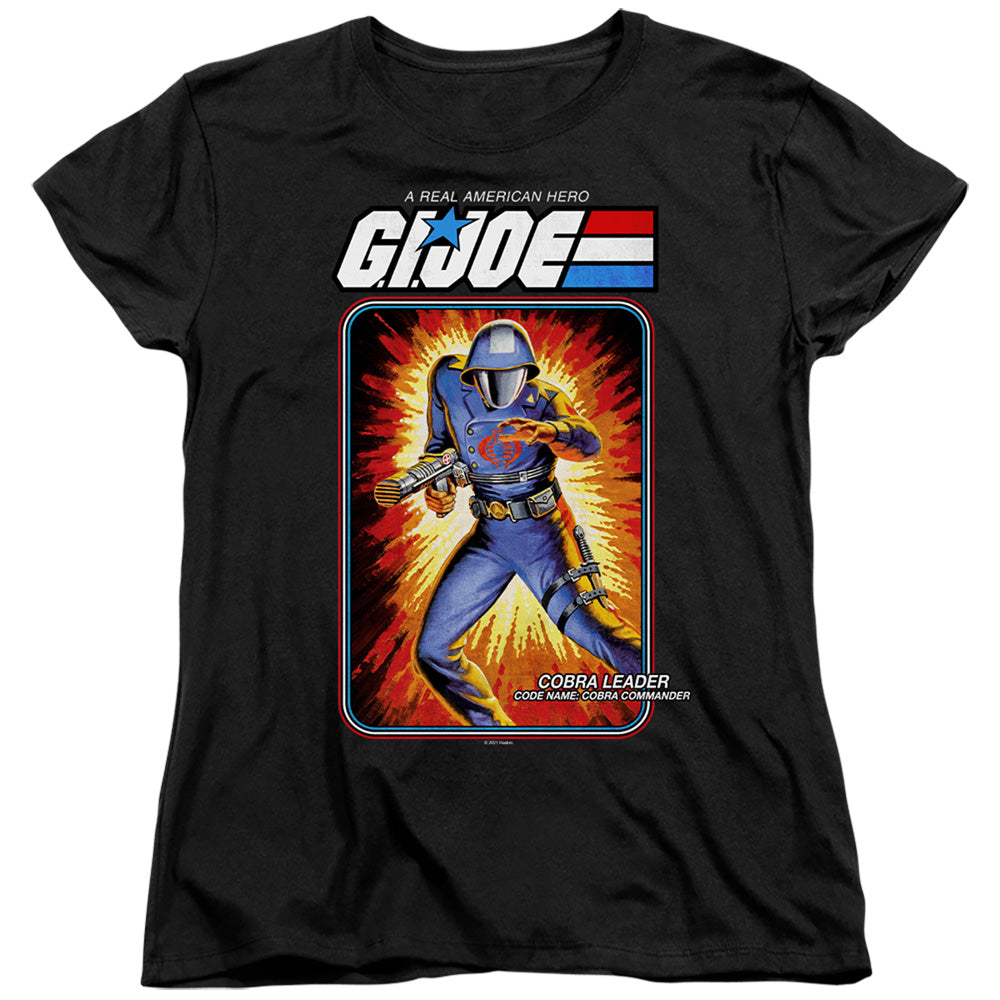 AN OFFCIALLY LICENSED G.I. JOE COBRA COMMANDER CARD WOMEN'S REGULAR FIT T-SHIRT BLACK