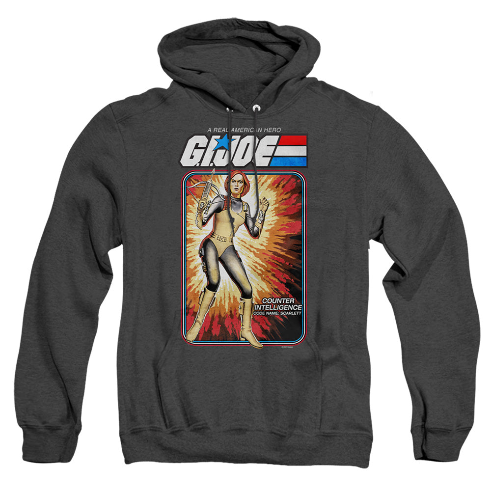 AN OFFCIALLY LICENSED G.I. JOE SCARLETT CARD ADULT UNISEX HEATHER PULLOVER HOODIE BLACK