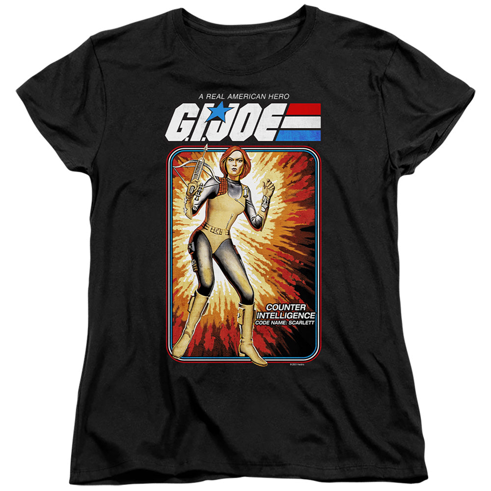 AN OFFCIALLY LICENSED G.I. JOE SCARLETT CARD WOMEN'S REGULAR FIT T-SHIRT BLACK