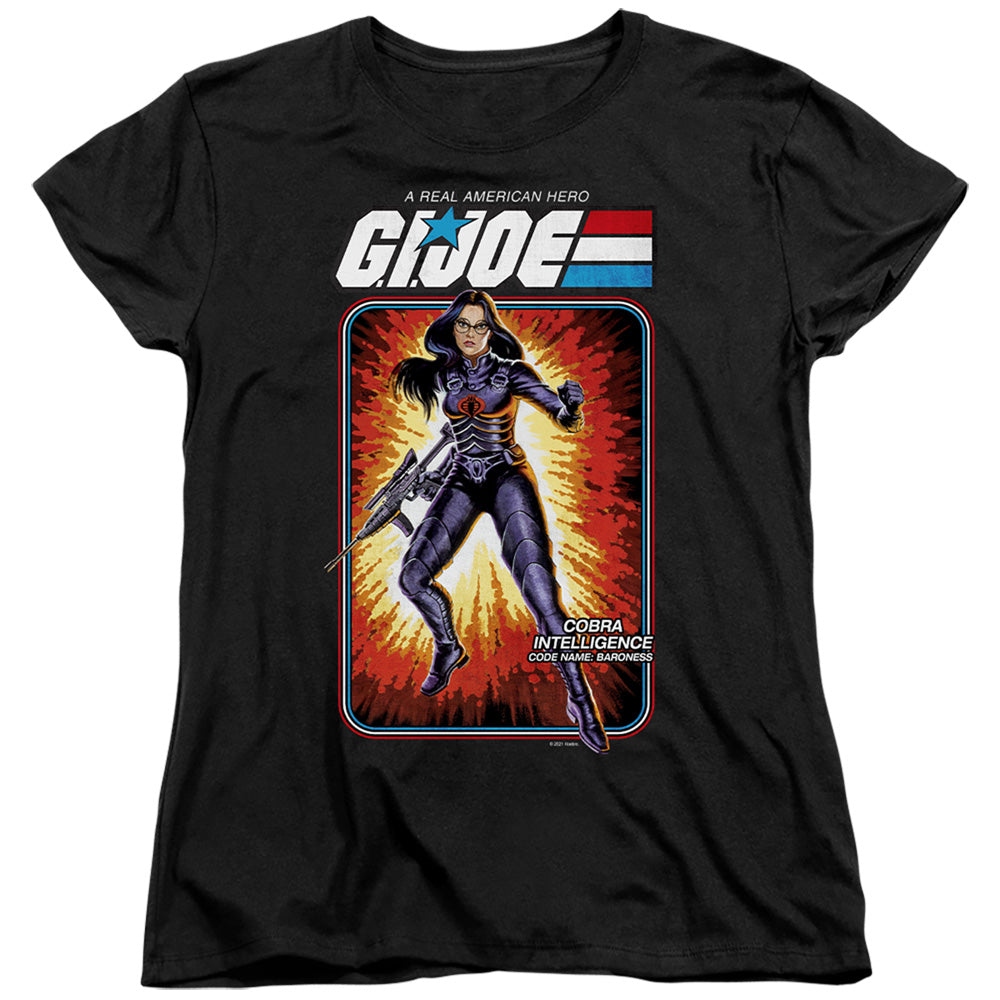 AN OFFCIALLY LICENSED G.I. JOE BARONESS CARD WOMEN'S REGULAR FIT T-SHIRT BLACK