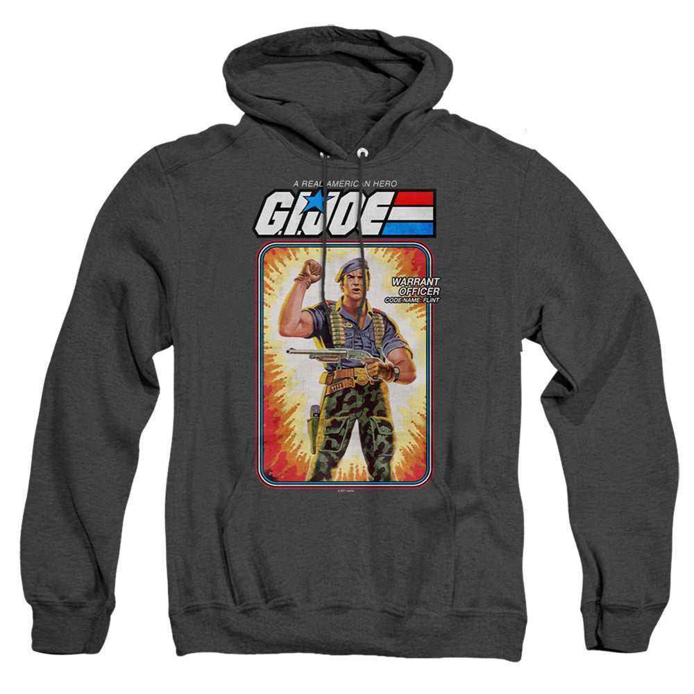 AN OFFCIALLY LICENSED G.I. JOE FLINT CARD ADULT UNISEX HEATHER PULLOVER HOODIE BLACK