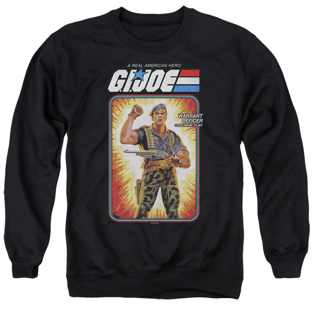 AN OFFCIALLY LICENSED G.I. JOE FLINT CARD ADULT UNISEX CREWNECK SWEATSHIRT BLACK