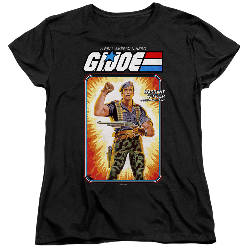 AN OFFCIALLY LICENSED G.I. JOE FLINT CARD WOMEN'S REGULAR FIT T-SHIRT BLACK