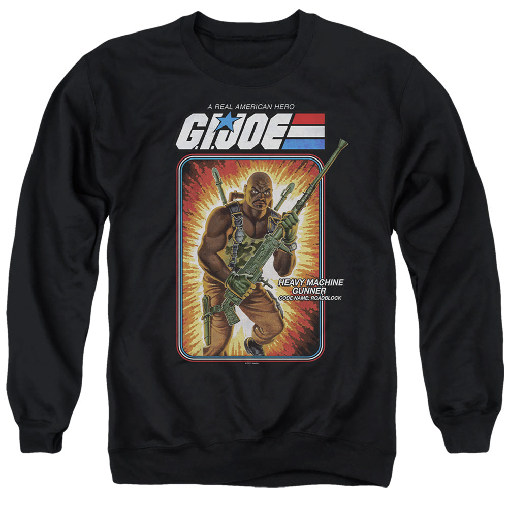 AN OFFCIALLY LICENSED G.I. JOE ROADBLOCK CARD ADULT UNISEX CREWNECK SWEATSHIRT BLACK