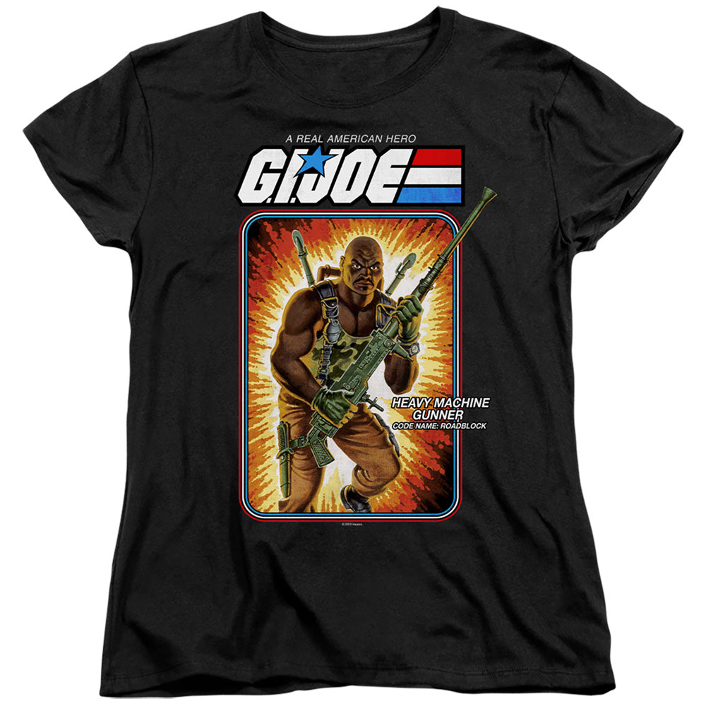 AN OFFCIALLY LICENSED G.I. JOE ROADBLOCK CARD WOMEN'S REGULAR FIT T-SHIRT BLACK