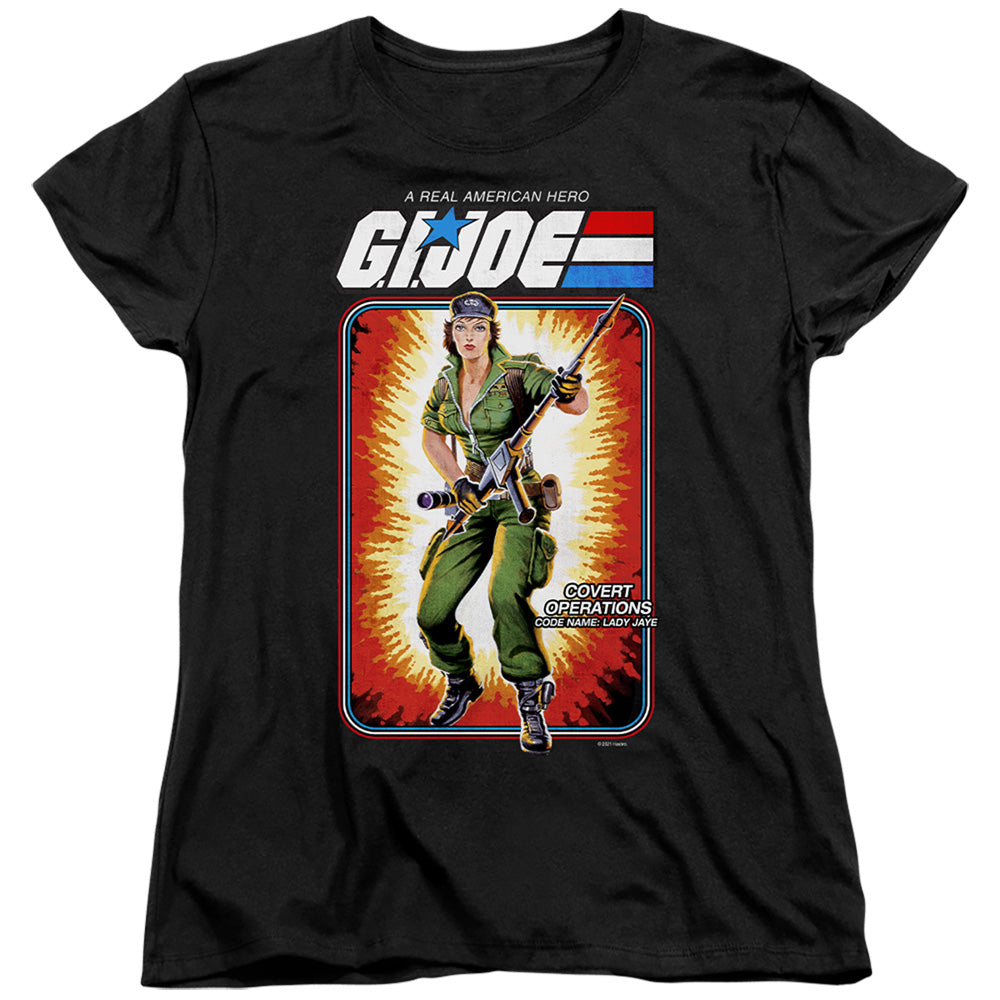 AN OFFCIALLY LICENSED G.I. JOE LADY JAYE CARD WOMEN'S REGULAR FIT T-SHIRT BLACK