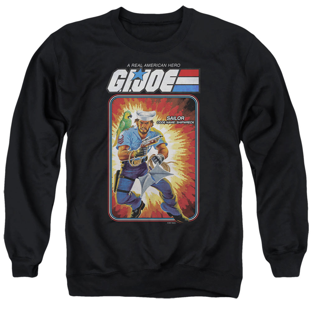 AN OFFCIALLY LICENSED G.I. JOE SHIPWRECK CARD ADULT UNISEX CREWNECK SWEATSHIRT BLACK