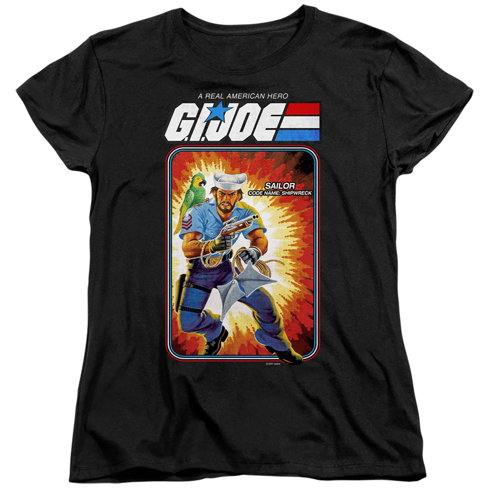 AN OFFCIALLY LICENSED G.I. JOE SHIPWRECK CARD WOMEN'S REGULAR FIT T-SHIRT BLACK