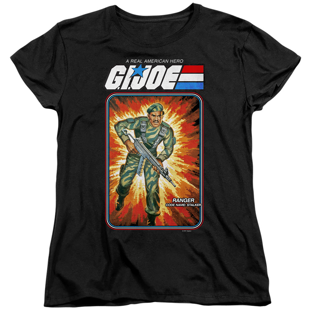 AN OFFCIALLY LICENSED G.I. JOE STALKER CARD WOMEN'S REGULAR FIT T-SHIRT BLACK