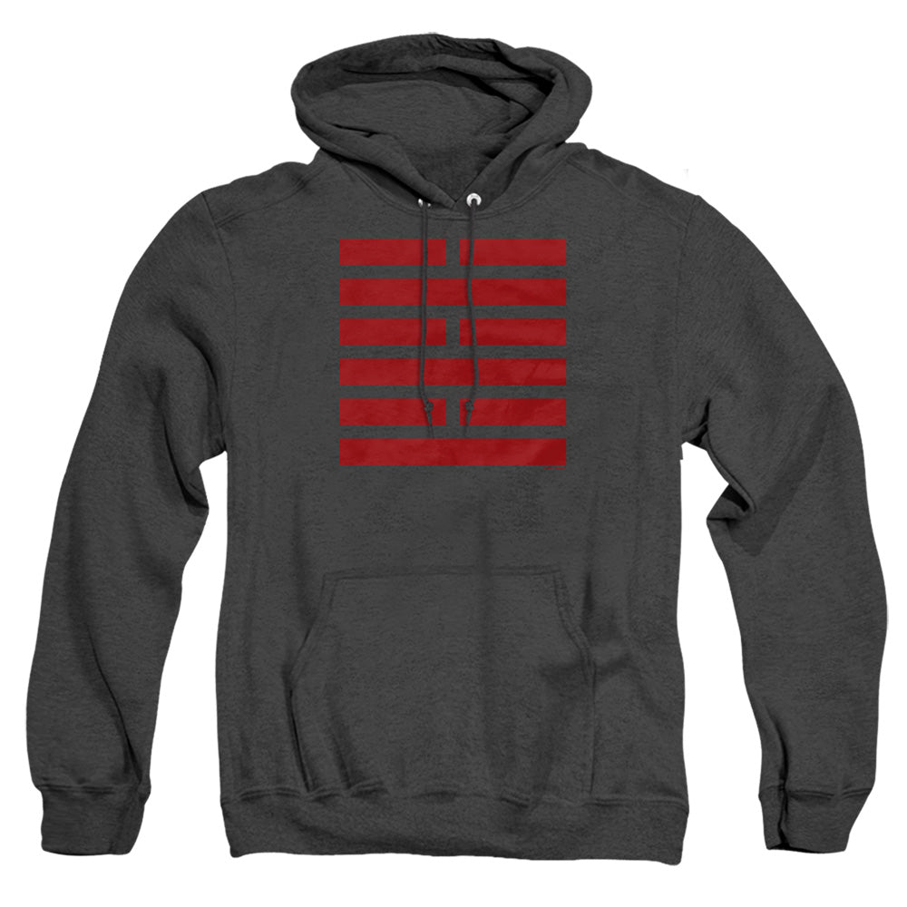 AN OFFCIALLY LICENSED G.I. JOE SNAKE EYES SYMBOL ADULT UNISEX HEATHER PULLOVER HOODIE BLACK