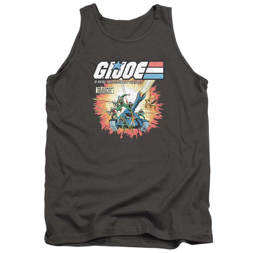 AN OFFCIALLY LICENSED G.I. JOE REAL AMERICAN HERO ADULT UNISEX TANK TOP CHARCOAL