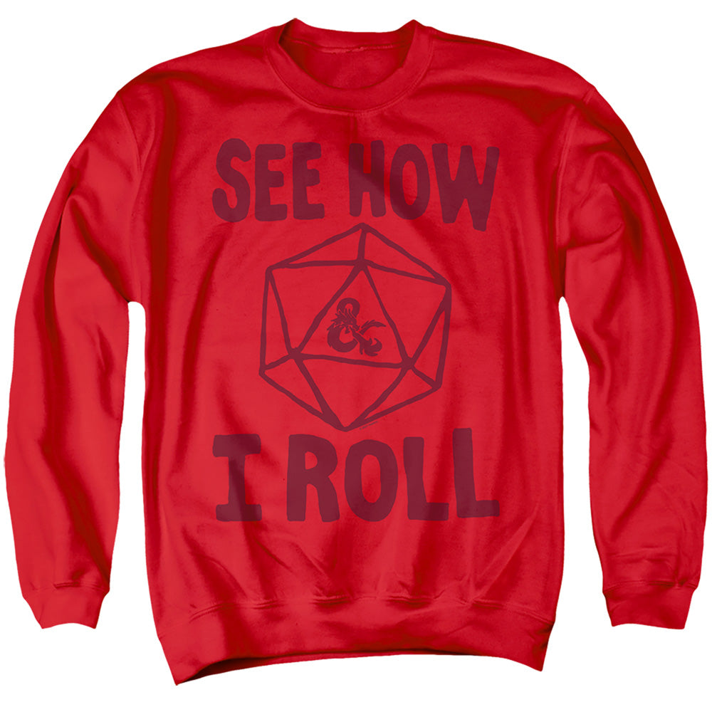 AN OFFCIALLY LICENSED DUNGEONS AND DRAGONS THE D&D ADULT UNISEX CREWNECK SWEATSHIRT RED