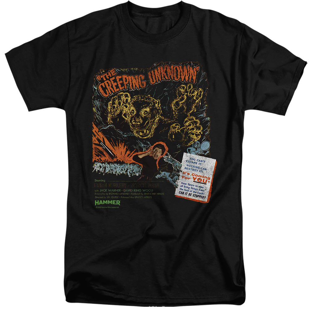 AN OFFCIALLY LICENSED HAMMER HOUSE OF HORROR CREEPING UNKNOWN MEN'S TALL FIT T-SHIRT BLACK