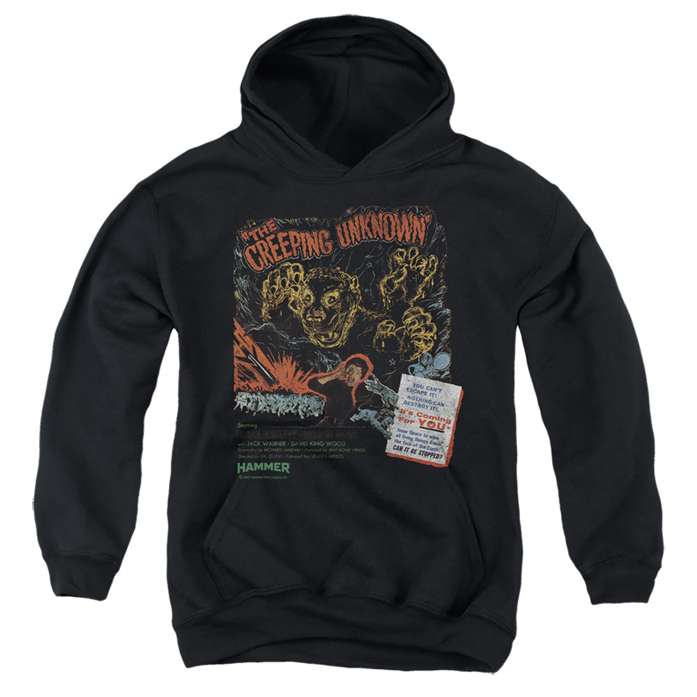AN OFFCIALLY LICENSED HAMMER HOUSE OF HORROR CREEPING UNKNOWN YOUTH HOODIE BLACK