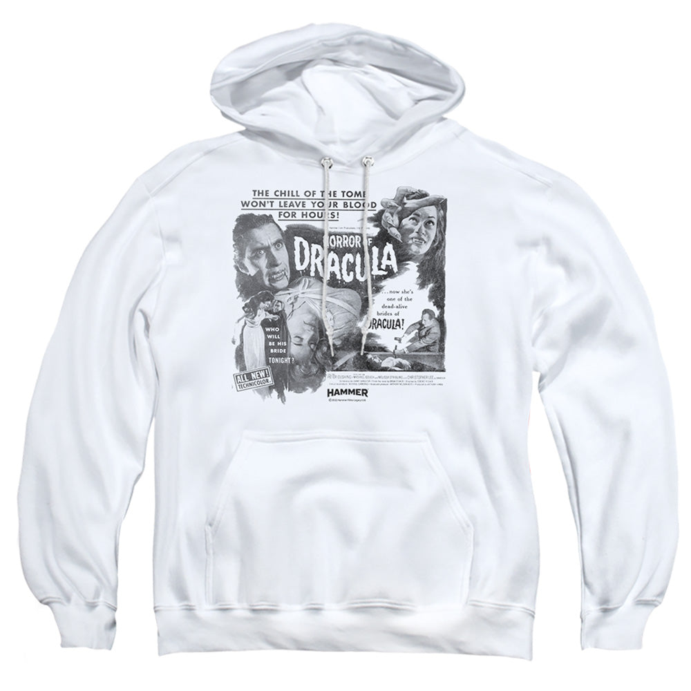 AN OFFCIALLY LICENSED HAMMER HOUSE OF HORROR BRIDE ADULT UNISEX PULLOVER HOODIE WHITE