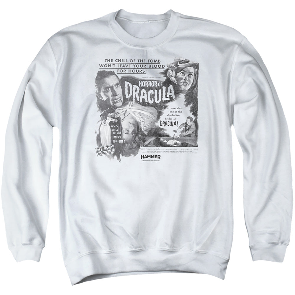 AN OFFCIALLY LICENSED HAMMER HOUSE OF HORROR BRIDE ADULT UNISEX CREWNECK SWEATSHIRT WHITE