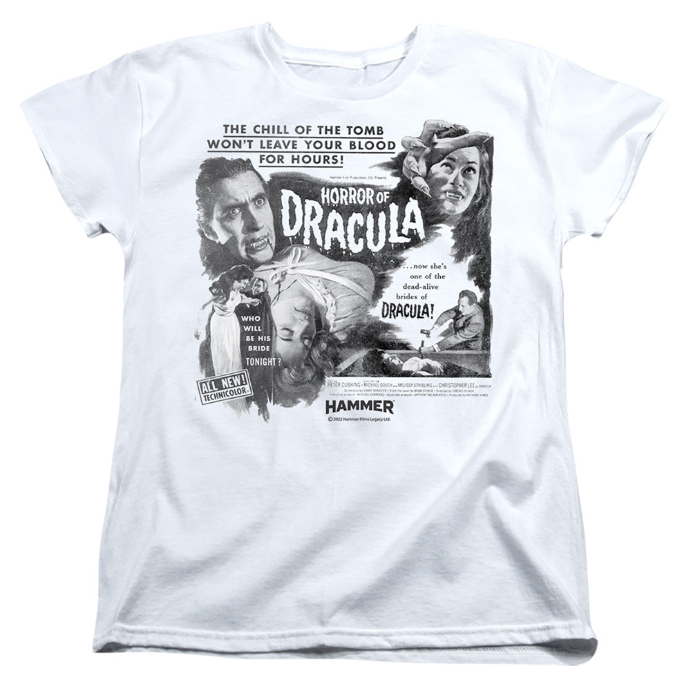 AN OFFCIALLY LICENSED HAMMER HOUSE OF HORROR BRIDE WOMEN'S REGULAR FIT T-SHIRT WHITE