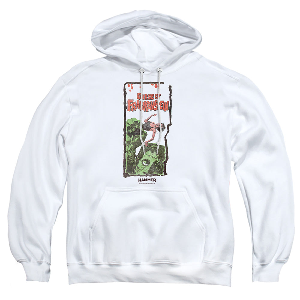 AN OFFCIALLY LICENSED HAMMER HOUSE OF HORROR CURSE OF FRANKENSTIEN ADULT UNISEX PULLOVER HOODIE WHITE