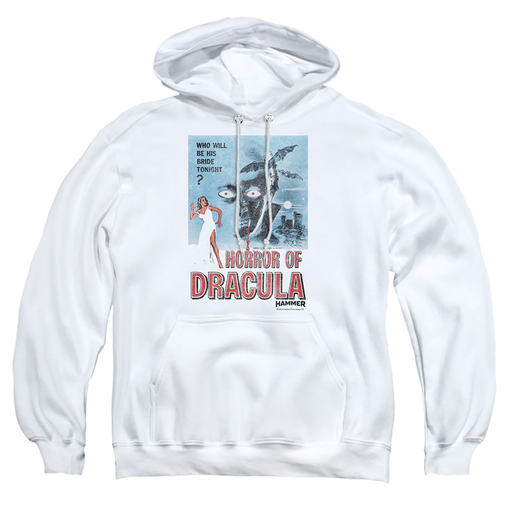AN OFFCIALLY LICENSED HAMMER HOUSE OF HORROR HORROR TONIGHT ADULT UNISEX PULLOVER HOODIE WHITE