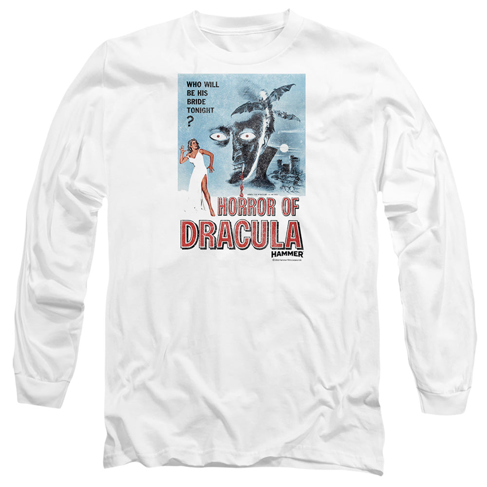 AN OFFCIALLY LICENSED HAMMER HOUSE OF HORROR HORROR TONIGHT MEN'S LONG SLEEVE T-SHIRT WHITE