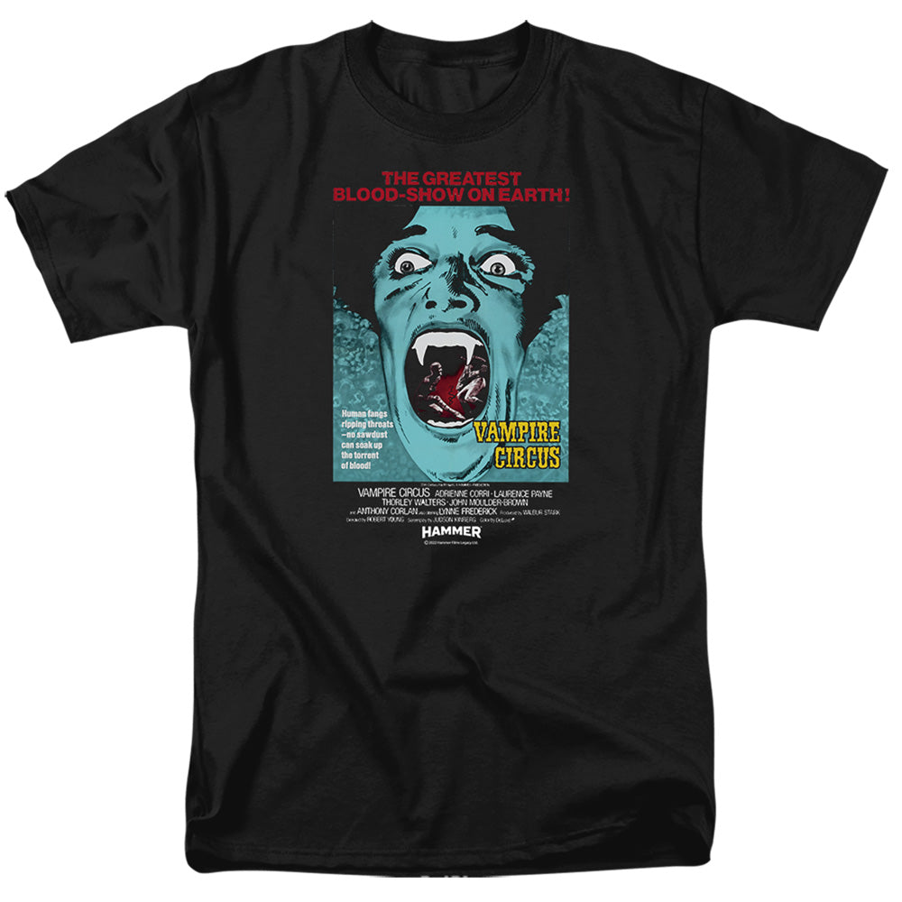 AN OFFCIALLY LICENSED HAMMER HOUSE OF HORROR VAMPIRE CIRCUS DARK MEN'S REGULAR FIT T-SHIRT BLACK
