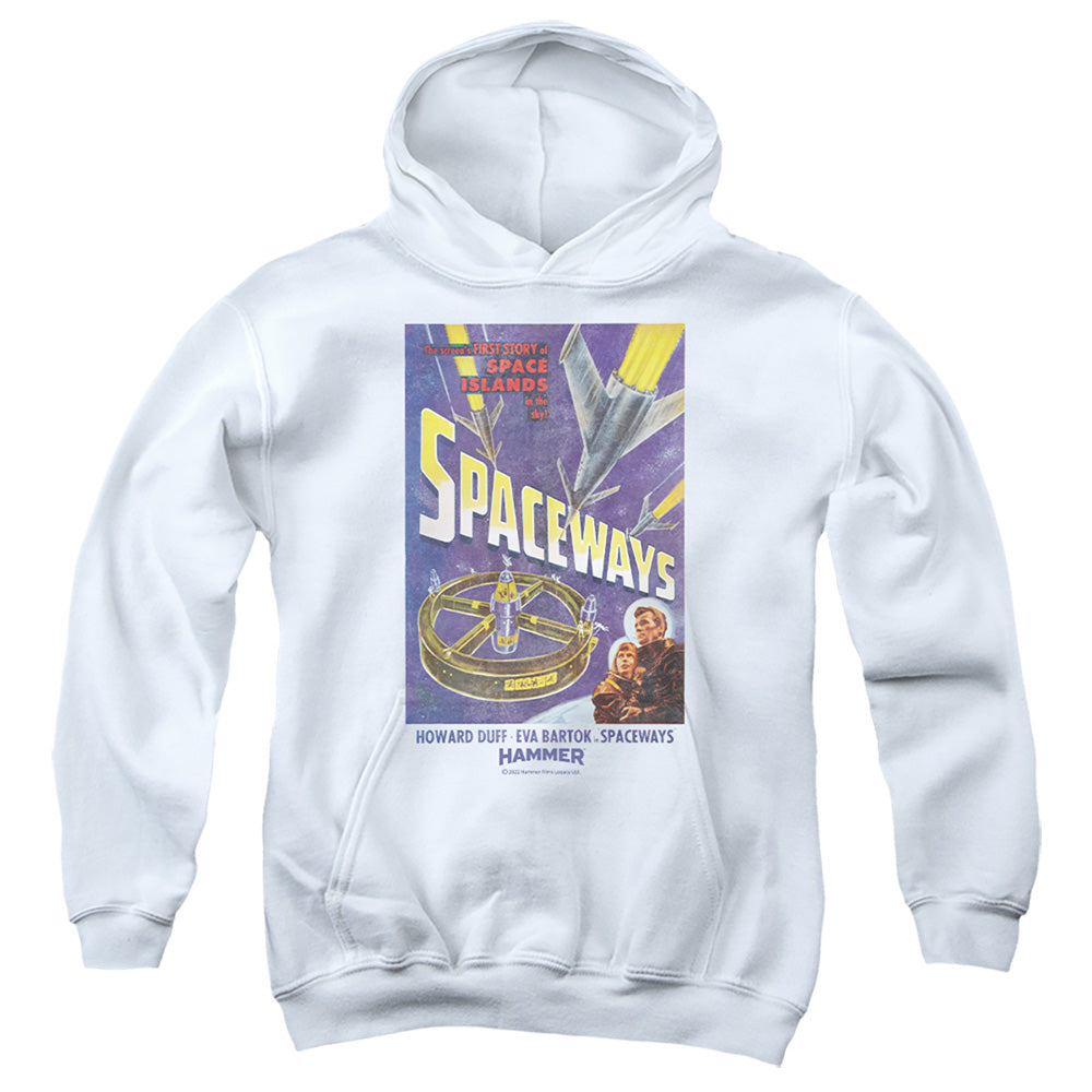 AN OFFCIALLY LICENSED HAMMER HOUSE OF HORROR SPACEWAYS YOUTH HOODIE WHITE