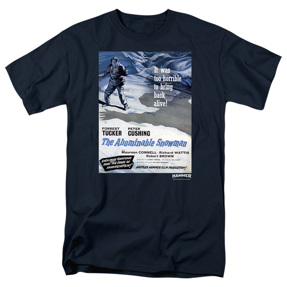 AN OFFCIALLY LICENSED HAMMER HOUSE OF HORROR SNOWMAN MEN'S REGULAR FIT T-SHIRT NAVY