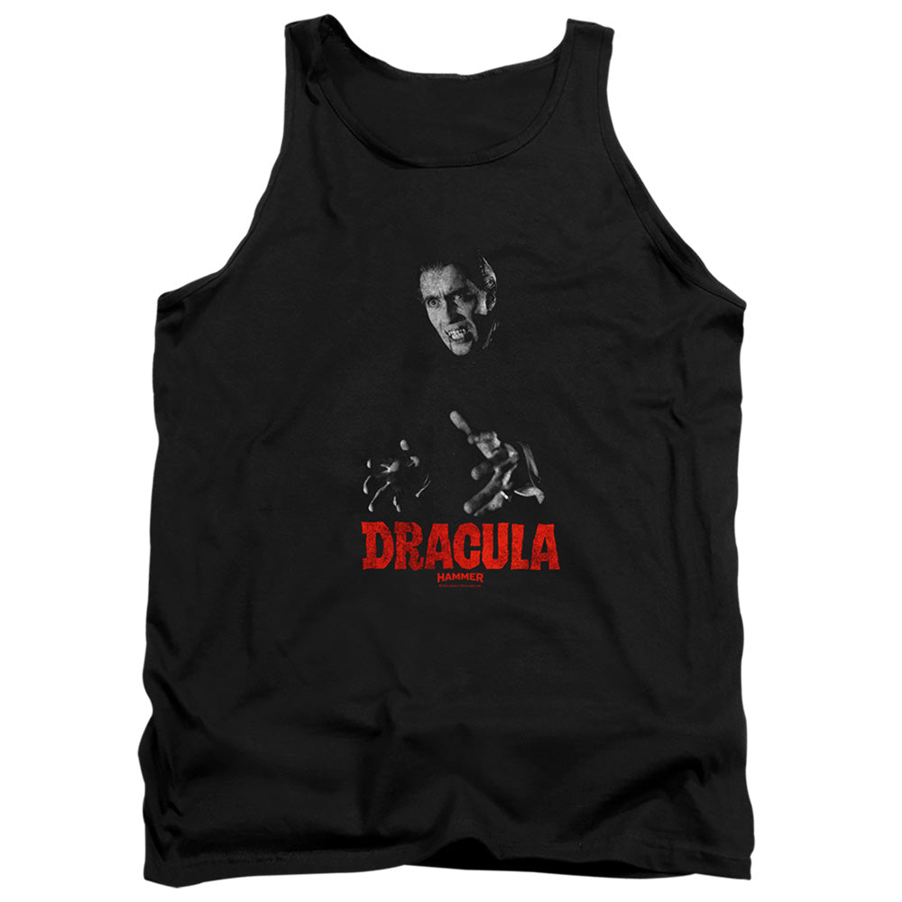 AN OFFCIALLY LICENSED HAMMER HOUSE OF HORROR CHRISTOPHER LEE DRACULA ADULT UNISEX TANK TOP BLACK