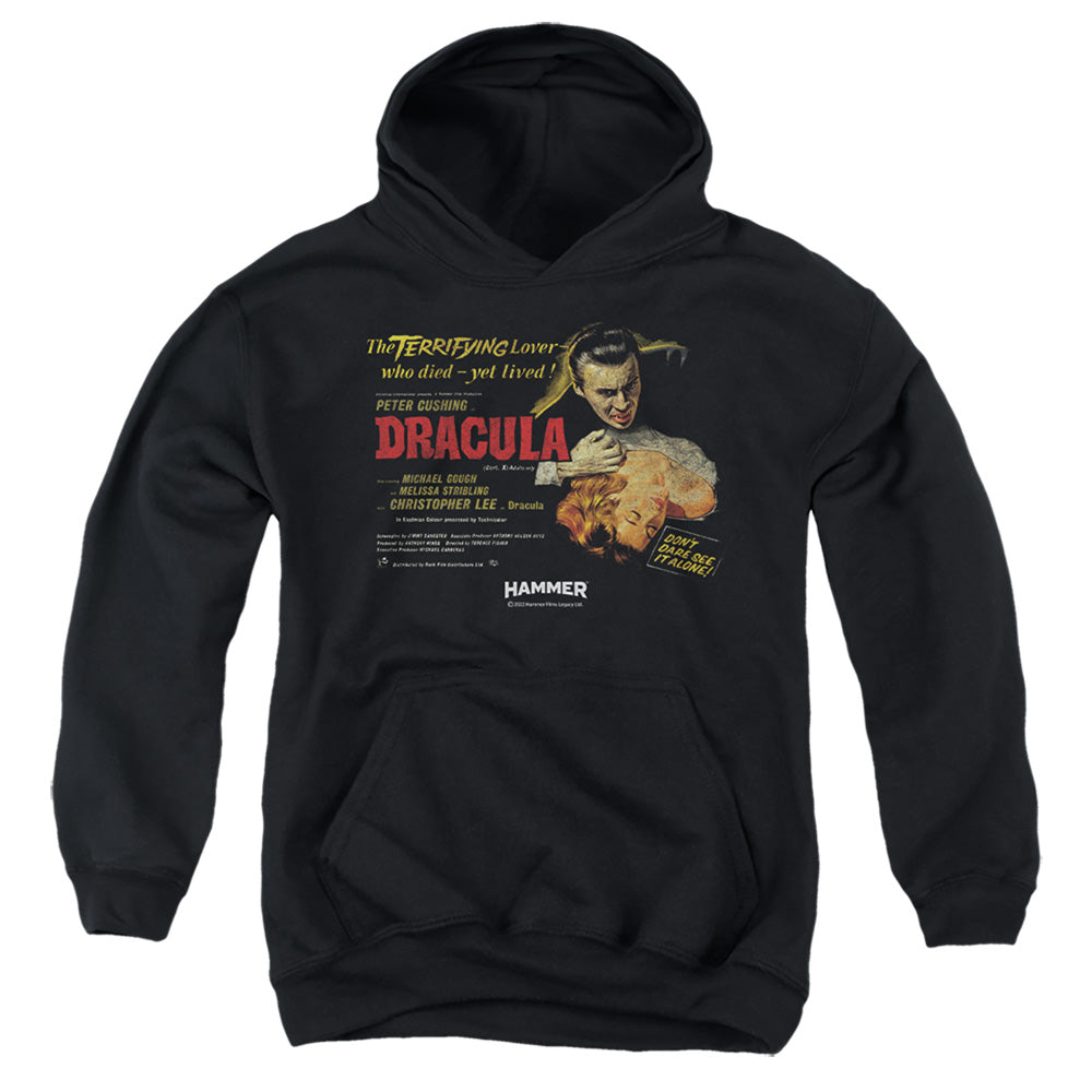 AN OFFCIALLY LICENSED HAMMER HOUSE OF HORROR POSTER DRACULA YOUTH HOODIE BLACK