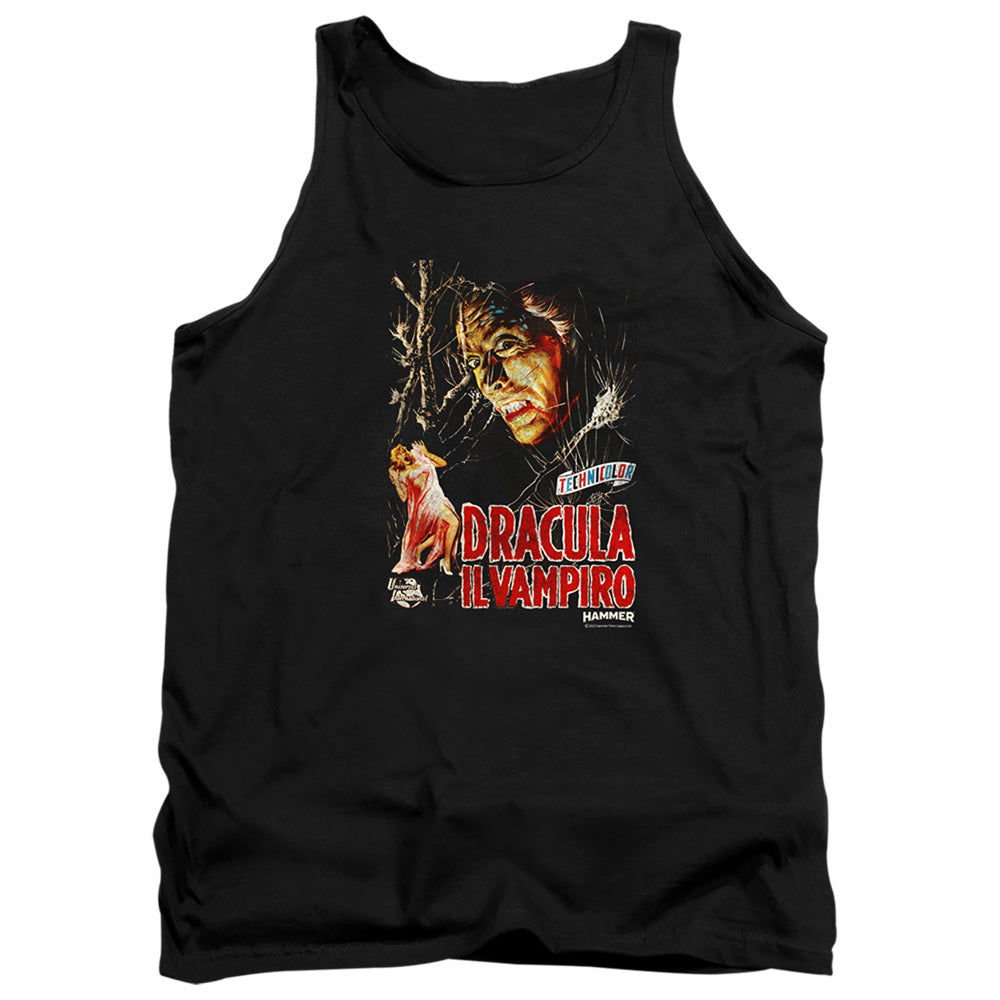 AN OFFCIALLY LICENSED HAMMER HOUSE OF HORROR IL VAMPIRO ADULT UNISEX TANK TOP BLACK