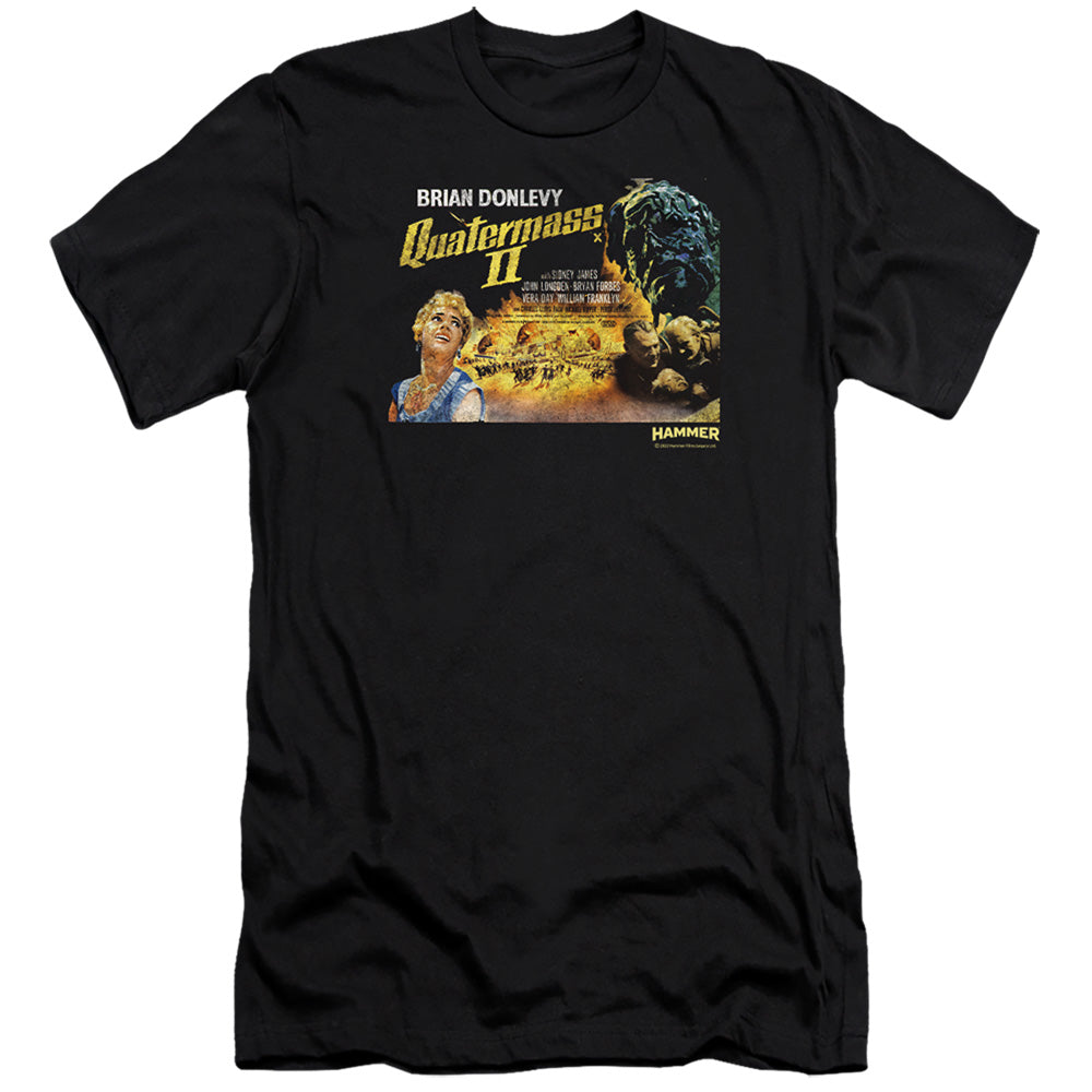 AN OFFCIALLY LICENSED HAMMER HOUSE OF HORROR QUARTERMASS MEN'S PREMIUM SLIM FIT T-SHIRT BLACK