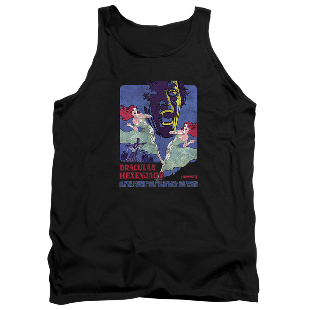 AN OFFCIALLY LICENSED HAMMER HOUSE OF HORROR DRACULAS ADULT UNISEX TANK TOP BLACK