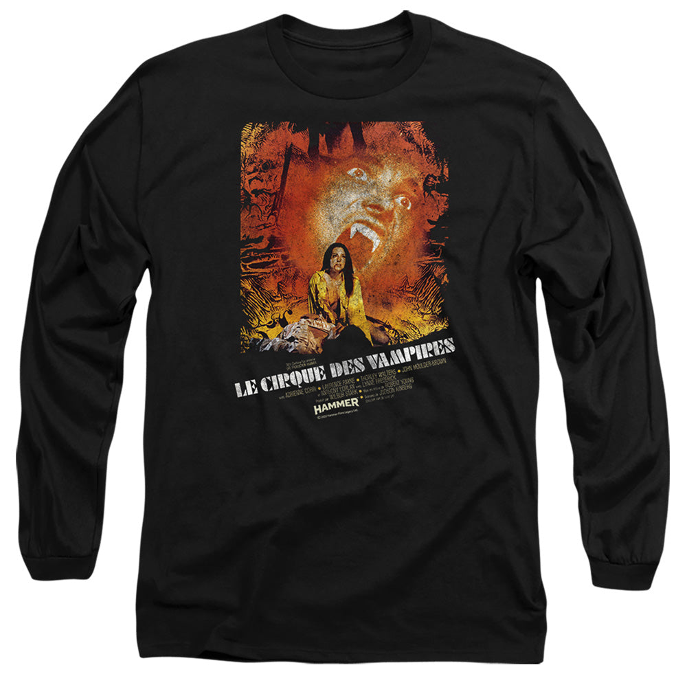 AN OFFCIALLY LICENSED HAMMER HOUSE OF HORROR LE CIRQUE MEN'S LONG SLEEVE T-SHIRT BLACK