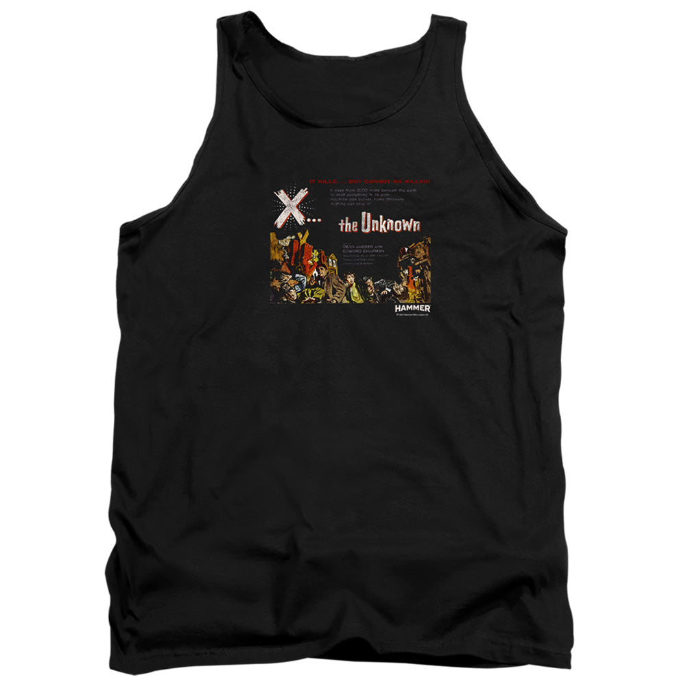 AN OFFCIALLY LICENSED HAMMER HOUSE OF HORROR THE UNKKNOWN ADULT UNISEX TANK TOP BLACK