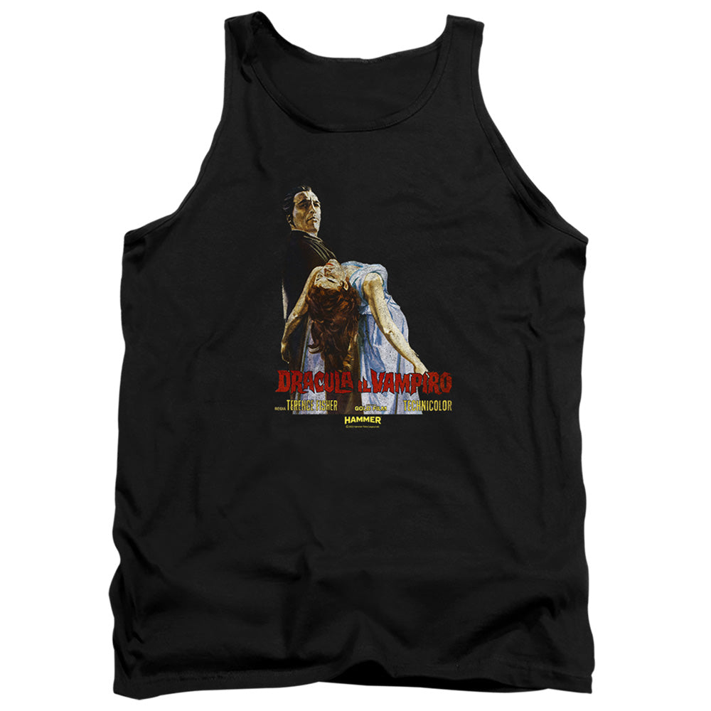 AN OFFCIALLY LICENSED HAMMER HOUSE OF HORROR VAMPIRO LADY ADULT UNISEX TANK TOP BLACK