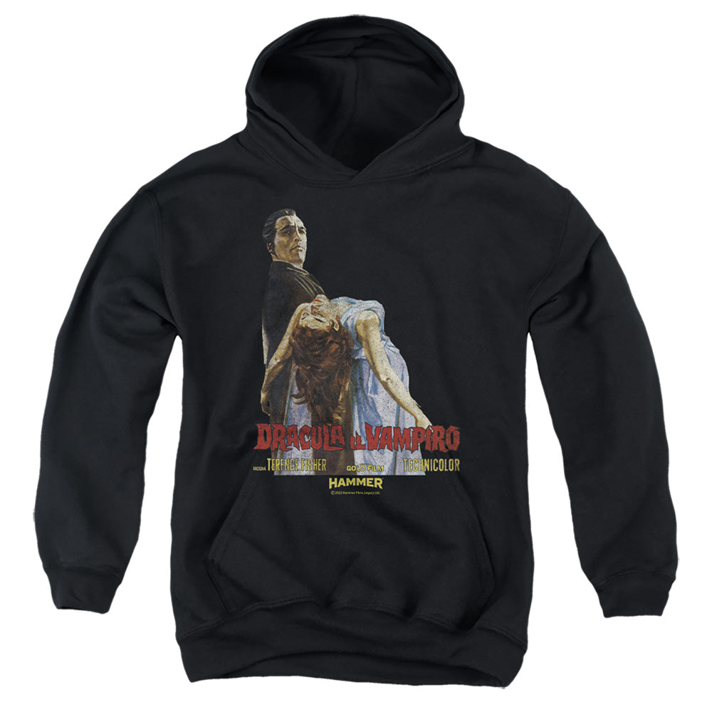 AN OFFCIALLY LICENSED HAMMER HOUSE OF HORROR VAMPIRO LADY YOUTH HOODIE BLACK