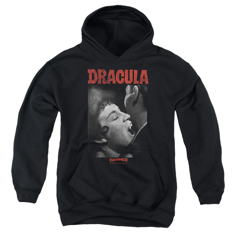 AN OFFCIALLY LICENSED HAMMER HOUSE OF HORROR CHRISTOPHER LEE DRACULA BITE YOUTH HOODIE BLACK