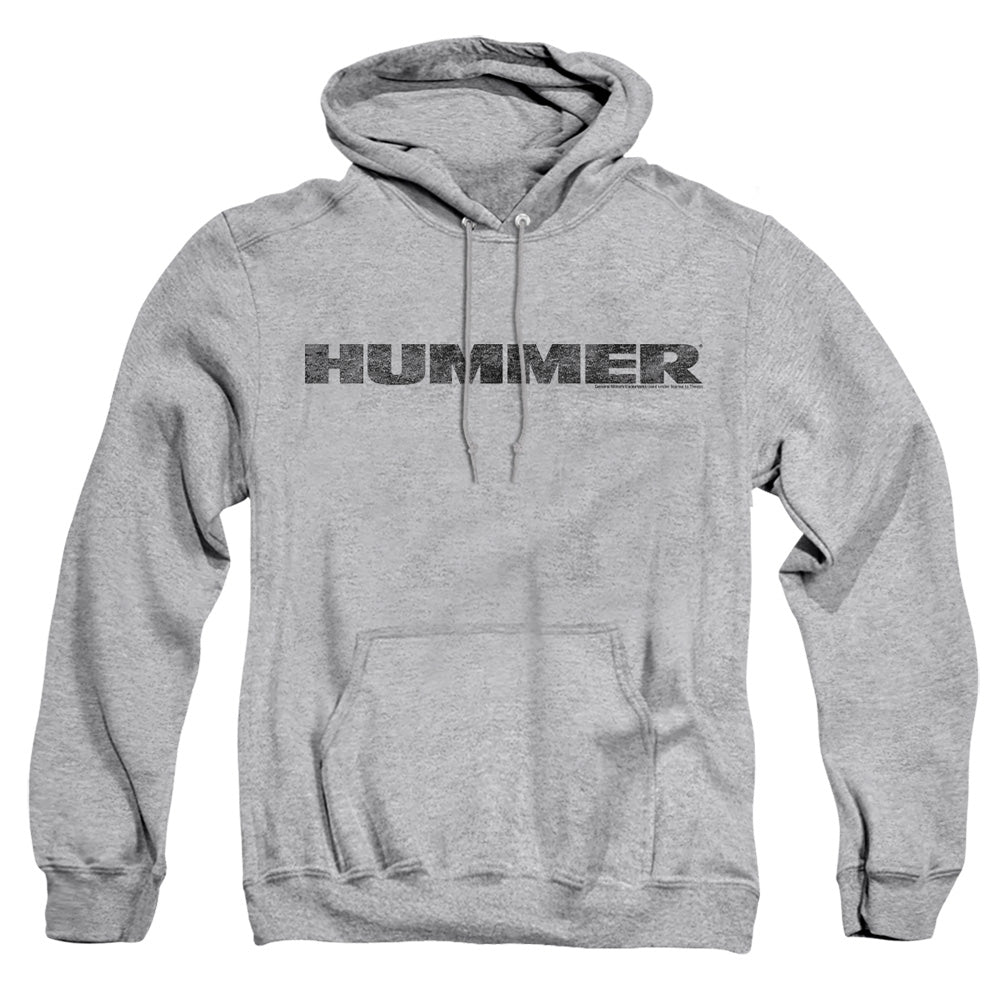 AN OFFCIALLY LICENSED HUMMER DISTRESSED HUMMER LOGO ADULT UNISEX PULLOVER HOODIE ATHLETIC HEATHER