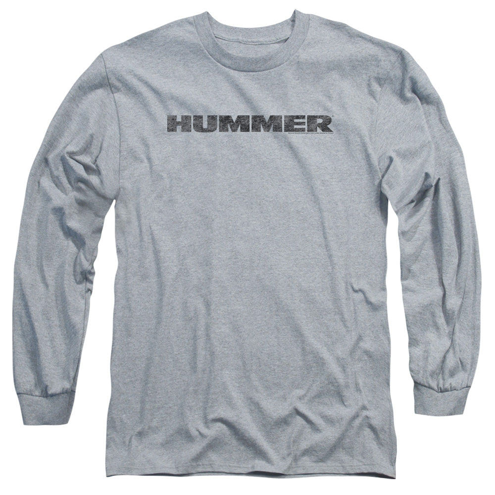 AN OFFCIALLY LICENSED HUMMER DISTRESSED HUMMER LOGO MEN'S LONG SLEEVE T-SHIRT ATHLETIC HEATHER