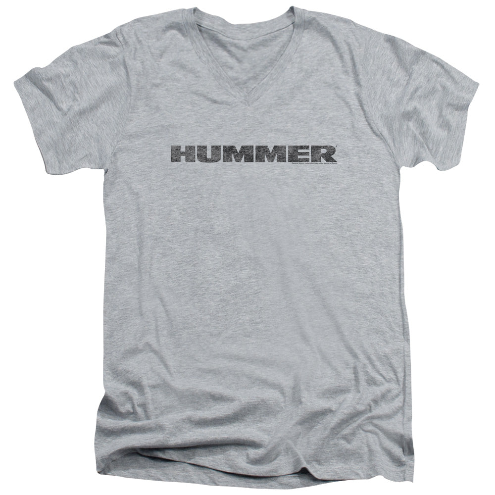 AN OFFCIALLY LICENSED HUMMER DISTRESSED HUMMER LOGO MEN'S V-NECK T-SHIRT ATHLETIC HEATHER