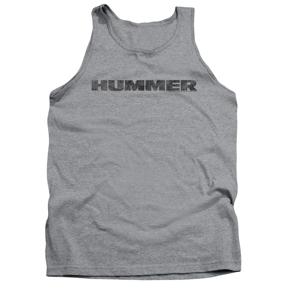 AN OFFCIALLY LICENSED HUMMER DISTRESSED HUMMER LOGO ADULT UNISEX TANK TOP ATHLETIC HEATHER