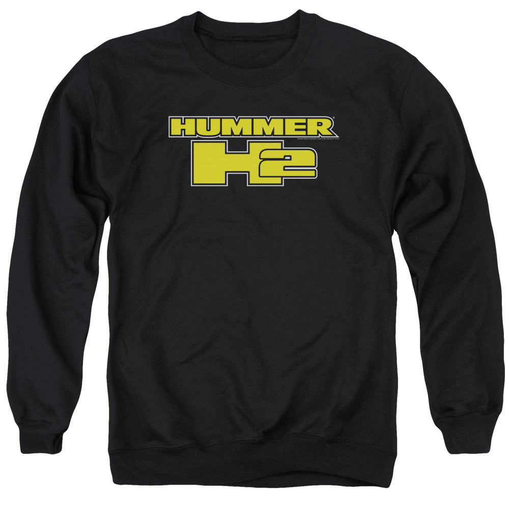 AN OFFCIALLY LICENSED HUMMER H2 BLOCK LOGO ADULT UNISEX CREWNECK SWEATSHIRT BLACK